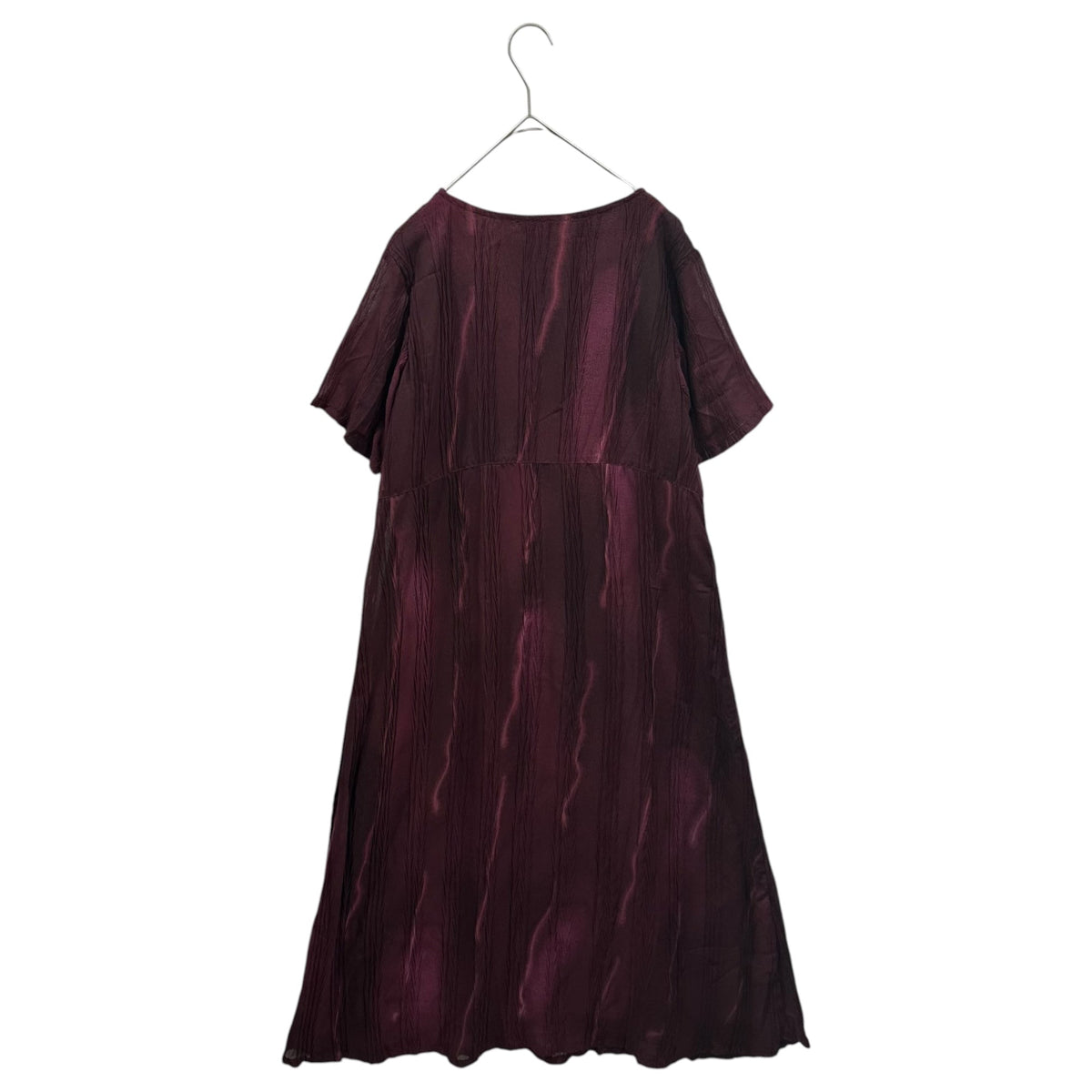 24 ISSEY MIYAKE 11AW Pleated Crinkle Dress Bordeaux Size 2