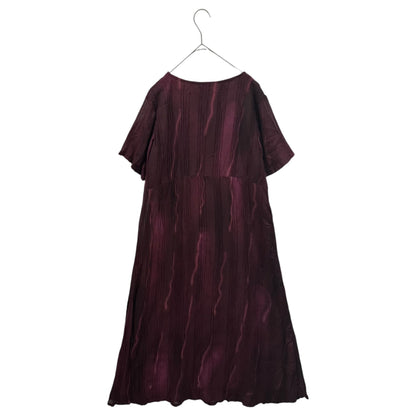 24 ISSEY MIYAKE 11AW Pleated Crinkle Dress Bordeaux Size 2