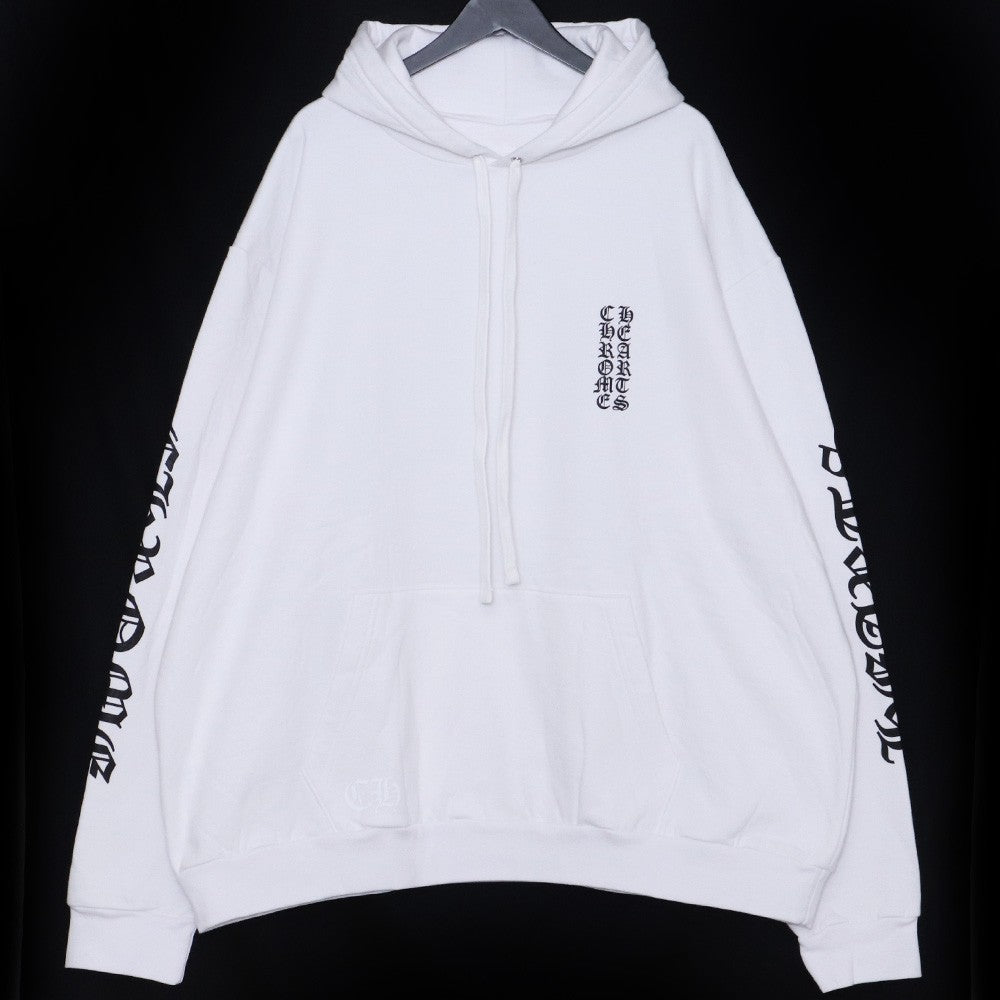 CHROME HEARTS Front Arm Logo Pullover Hoodie White Size XXL