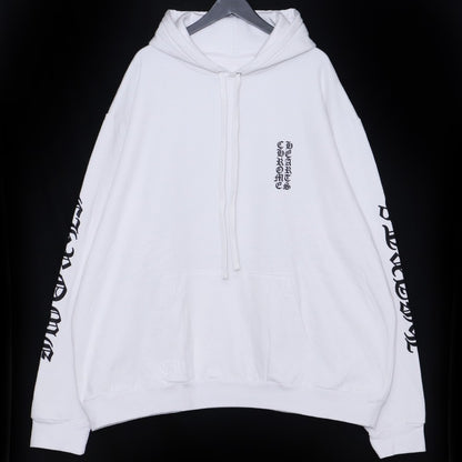 CHROME HEARTS Front Arm Logo Pullover Hoodie White Size XXL