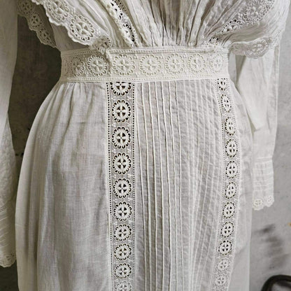 Euro antique Victorian Cotton Dress White