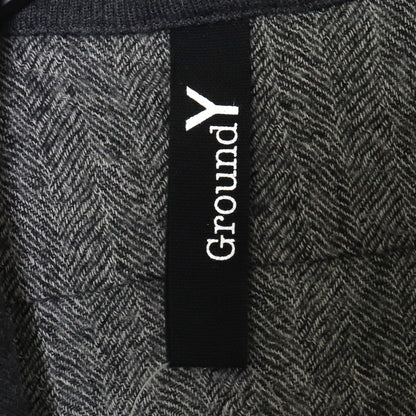 GROUND Y Herringbone Collar Rib Long Coat Gray Size 3