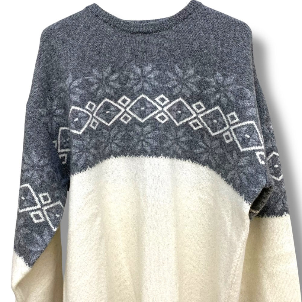 SEQUEL 23AW Nordic Crew Neck Bicolor Knit Gray Size XL