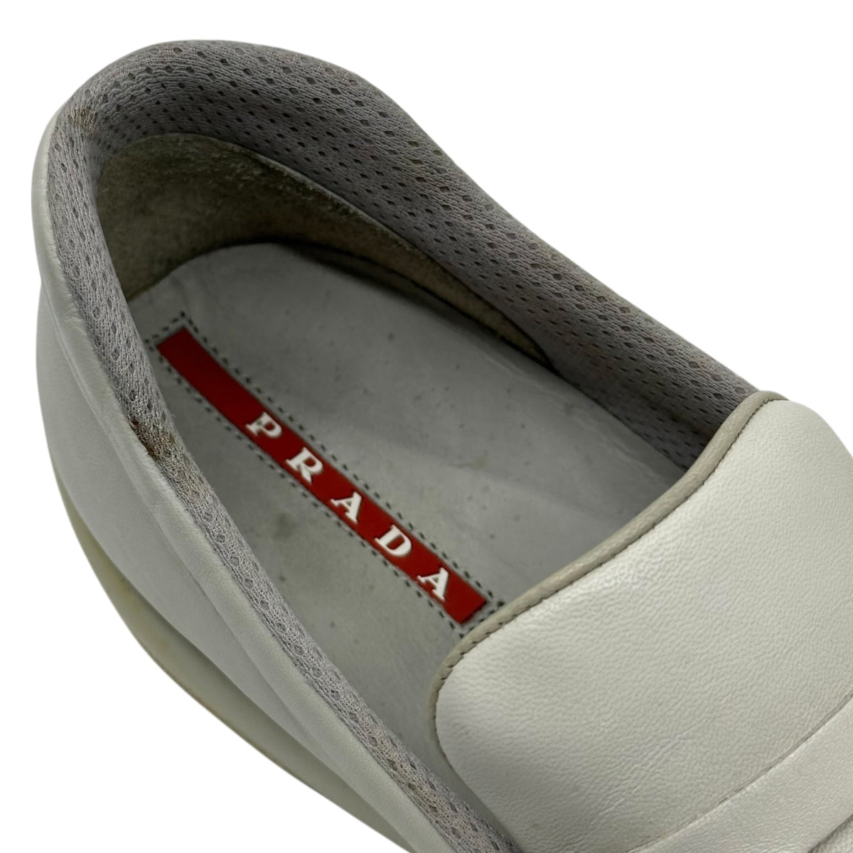 PRADA SPORT 00s America's Cup Leather Loafers White Sneakers Size 8