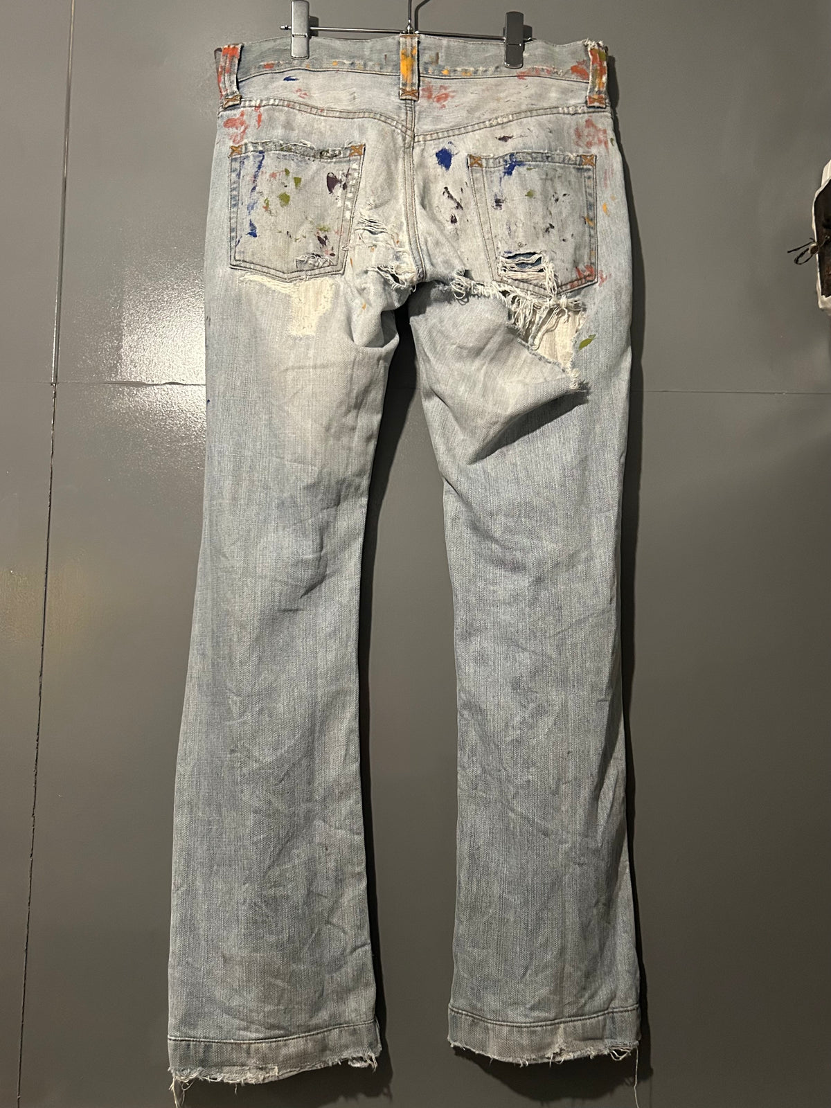 DOLCE&GABBANA Blue Paint Damage Jeans