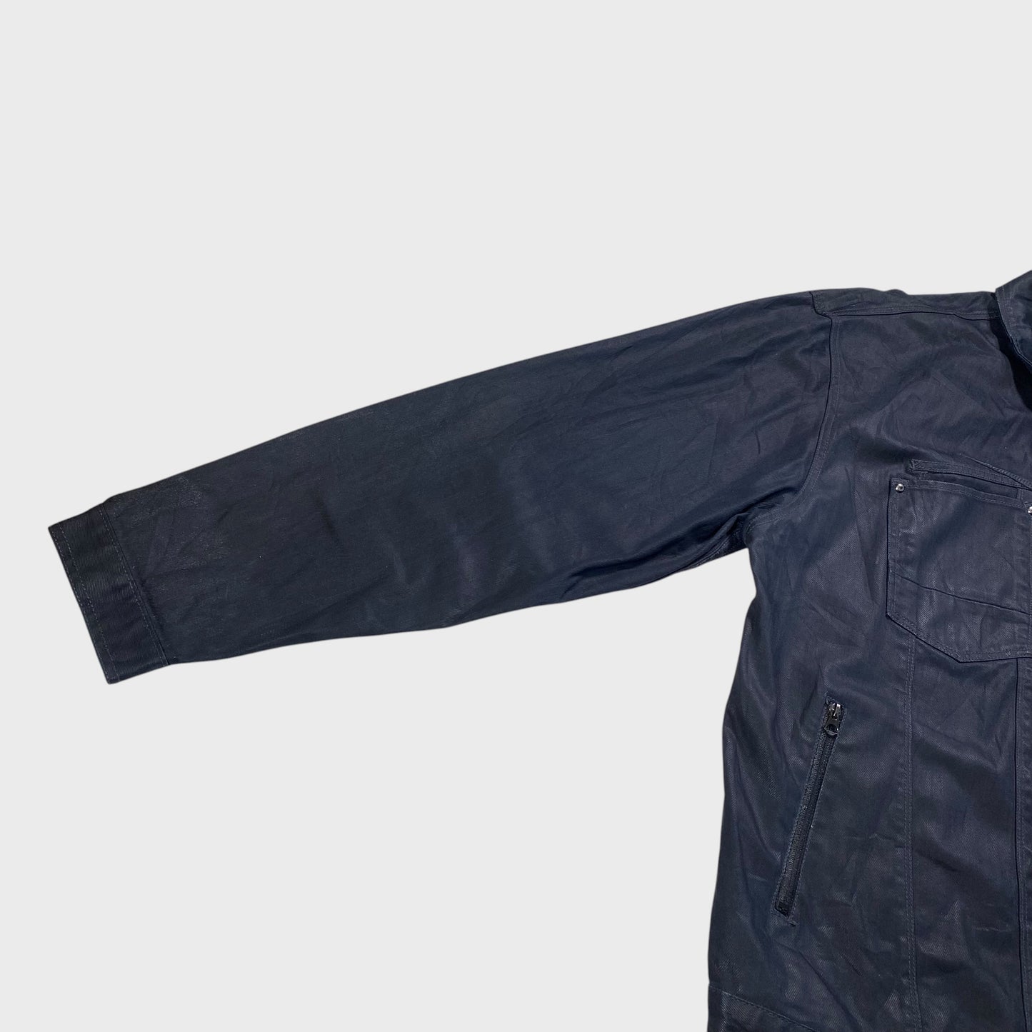 MARITHEFRANCOIS GIRBAUD Black Resin Denim Jacket Size 2XL
