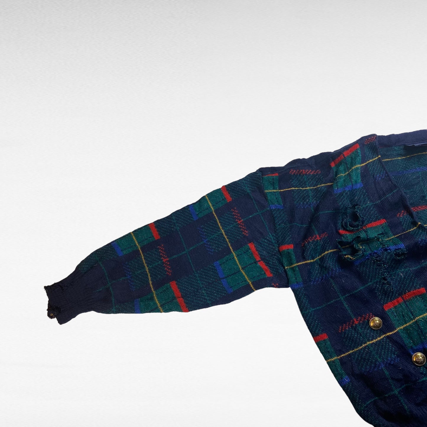 KRISS 90s Remake Boro Double Breasted Check Cardigan Size L