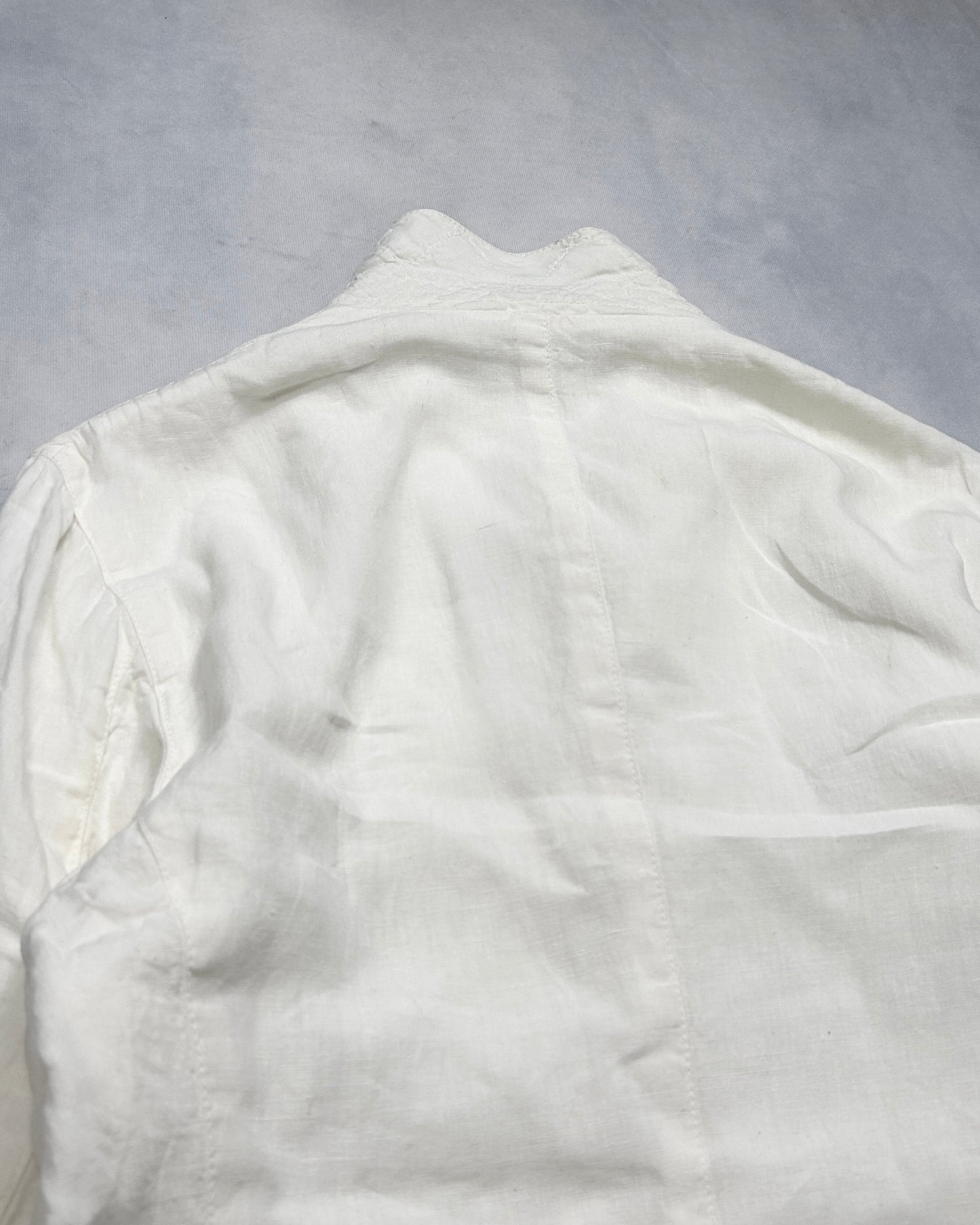 Emporio Armani 2000s Linen Stand Collar Zip Jacket Size 50