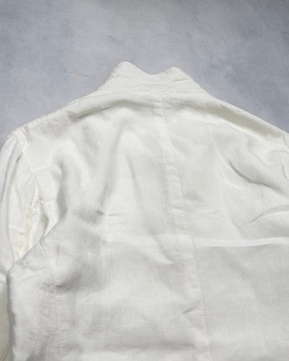 Emporio Armani 2000s Linen Stand Collar Zip Jacket Size 50