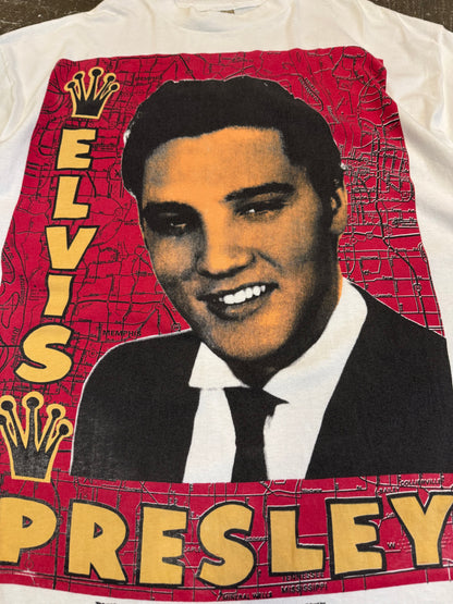 Vintage Elvis Presley Tee White Cotton Size XXL