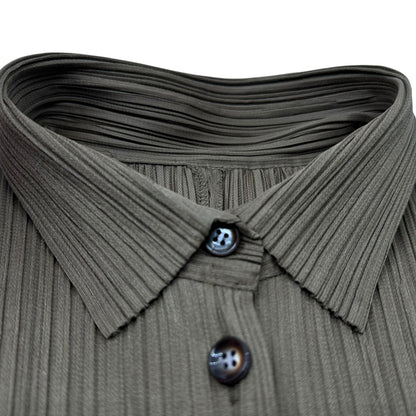 PLEATS PLEASE Pleated Long Sleeve Blouse Khaki Size 3