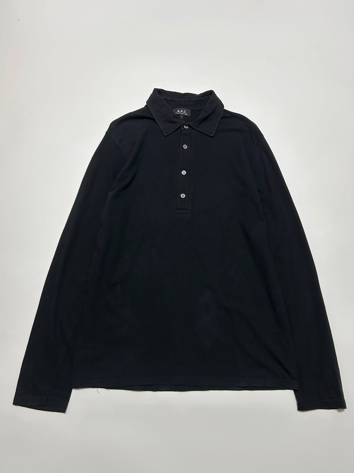 A.P.C. 1990s Black Cotton Polo Shirt