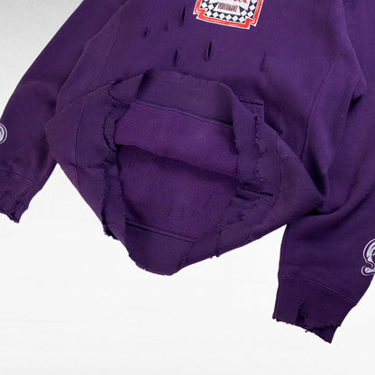 CARACE Remake Boro Reverse Weave Sweat Hoodie Purple Size M