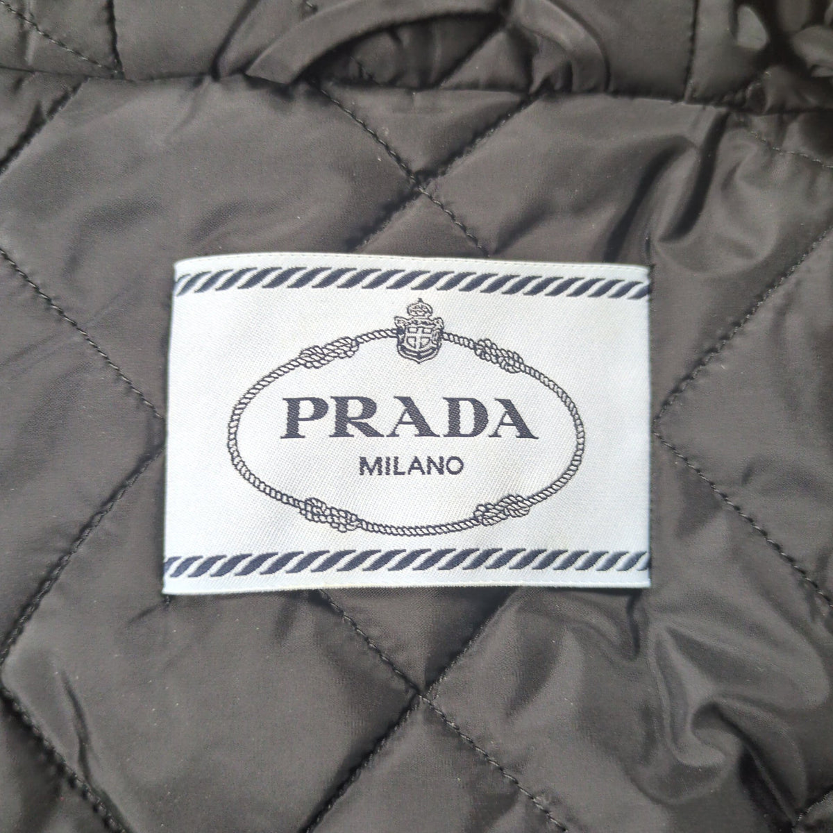 PRADA Black Quilted Zip Detail Nylon Padded Coat Size 36
