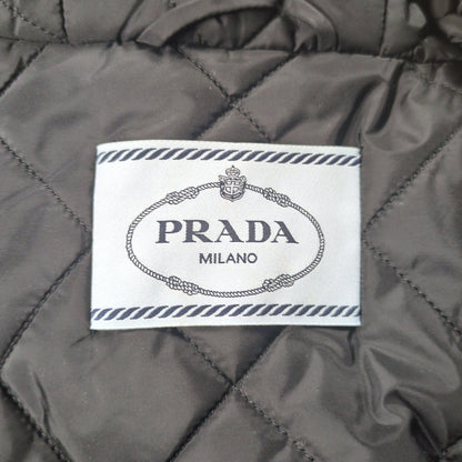 PRADA Black Quilted Zip Detail Nylon Padded Coat Size 36