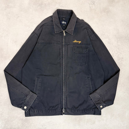 STUSSY 00s USA Made Faded Cotton Work Jacket Navy Size XL