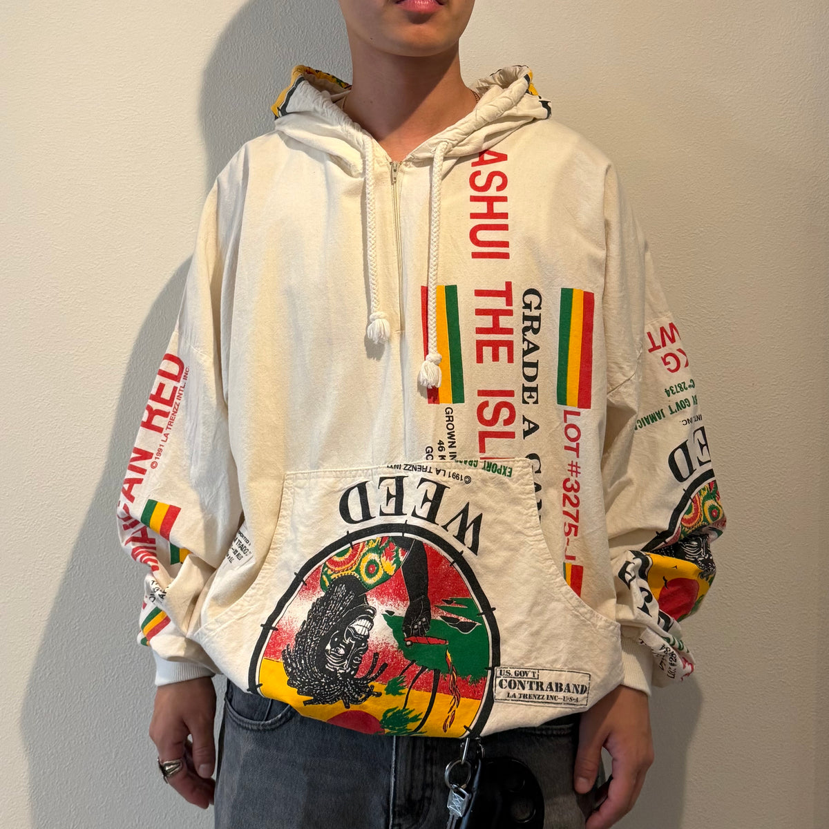 LA TRENZZ 00s Cotton Rasta Anorak White Size XL