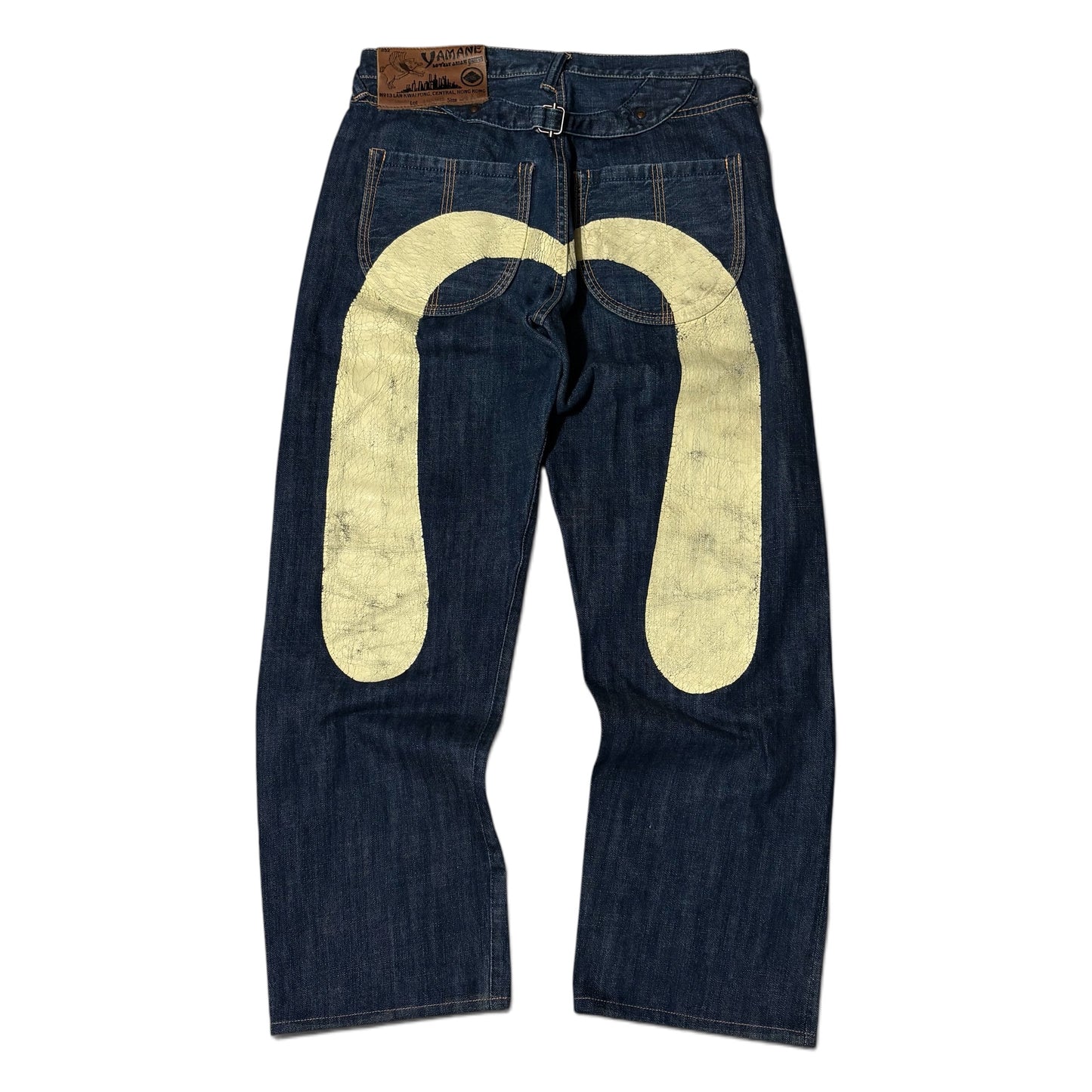 EVISU YAMANE Daikoku Painted Selvedge Jeans Size 34×32