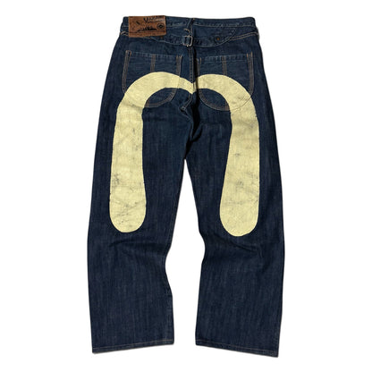 EVISU YAMANE Daikoku Painted Selvedge Jeans Size 34×32