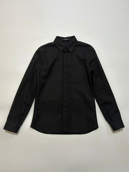 NEIL BARRETT 2000s Minimal Wool Shirt Dark Gray Size XS