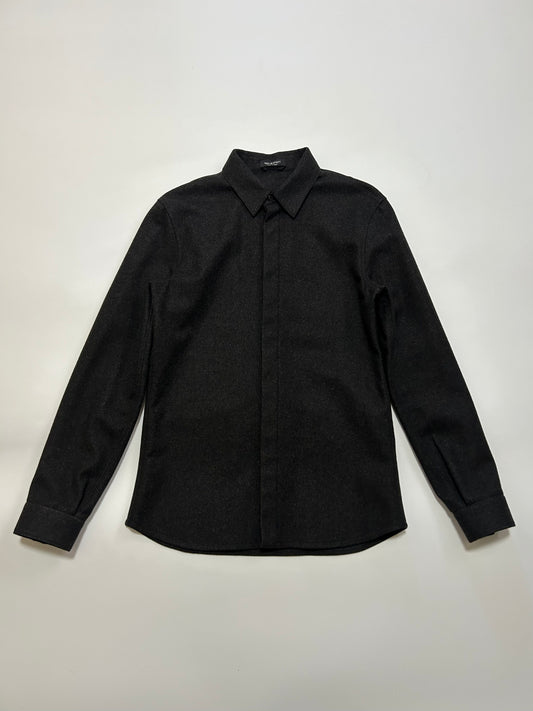 NEIL BARRETT 2000s Minimal Wool Shirt Dark Gray Size XS