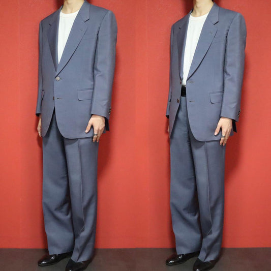 Lanvin Wool Mohair Logo Tailored Suit Jacket Blue Size M