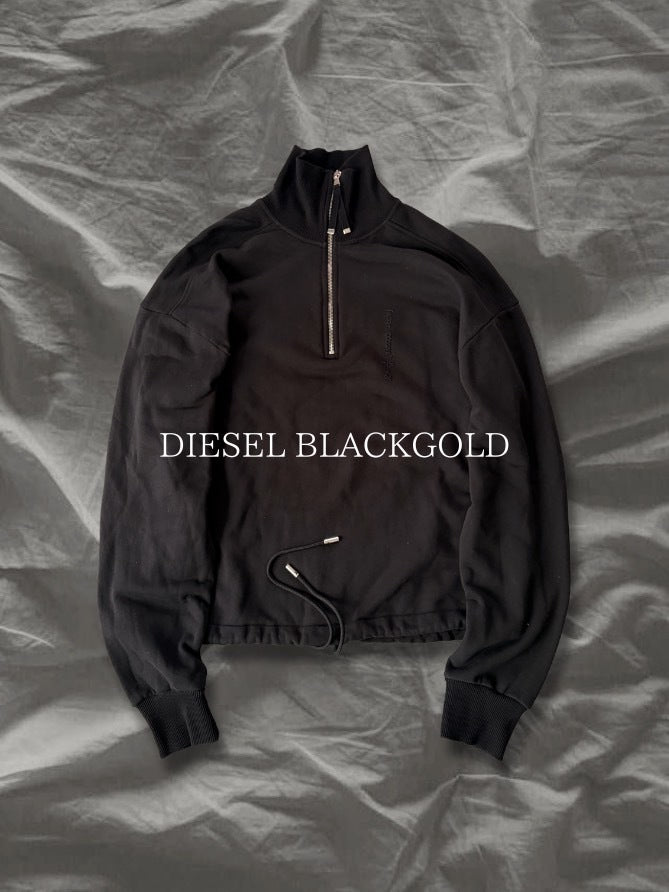 DIESEL BLACKGOLD Cotton Quilted Half-Zip Sweatshirt Size XS