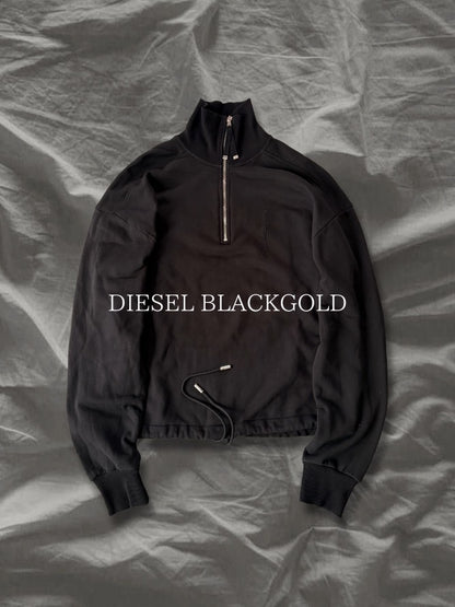 DIESEL BLACKGOLD Cotton Quilted Half-Zip Sweatshirt Size XS