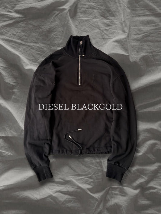 DIESEL BLACKGOLD Cotton Quilted Half-Zip Sweatshirt Size XS