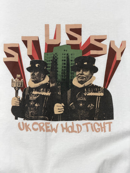 OLD STUSSY "UK Crew Hold Tight" T-Shirt White Size L