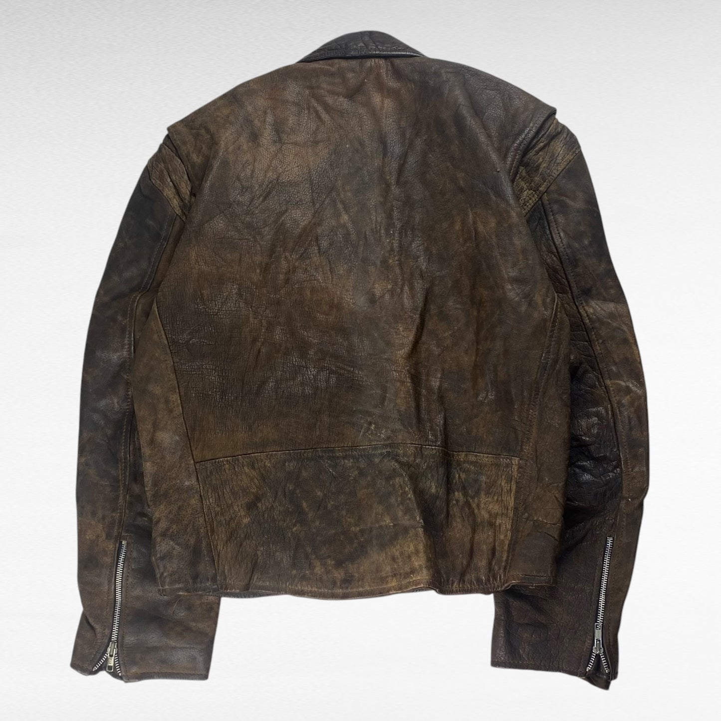 USED Brown Genuine Leather Double Rider Studs Size M