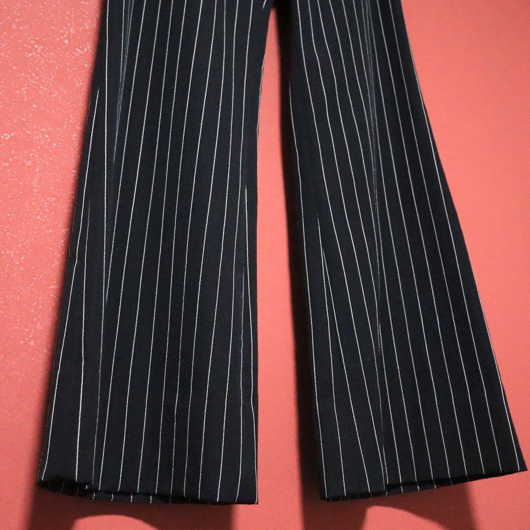 Issey Miyake Black Wool Button Design Striped Flare Size 1