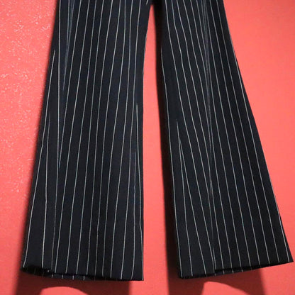 Issey Miyake Black Wool Button Design Striped Flare Size 1