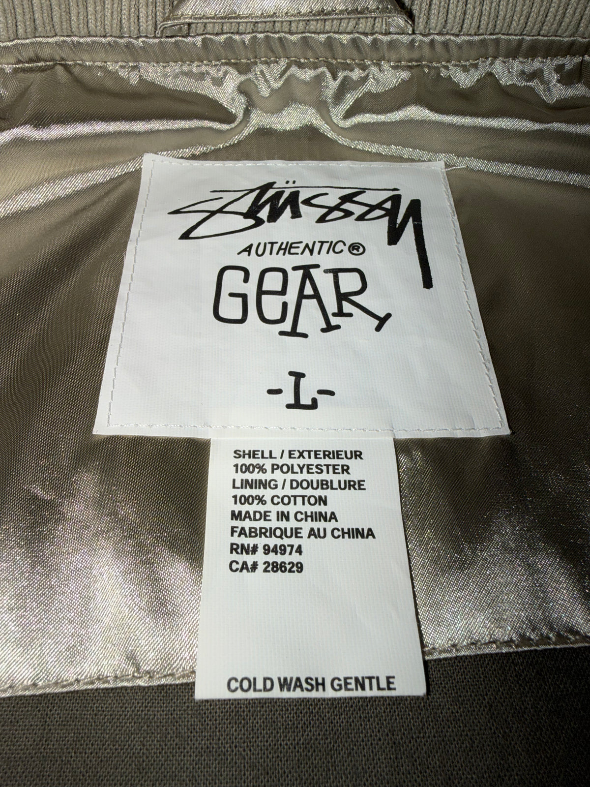 Stussy Authentic Gear '07 Satin Varsity Jacket Gold Size L