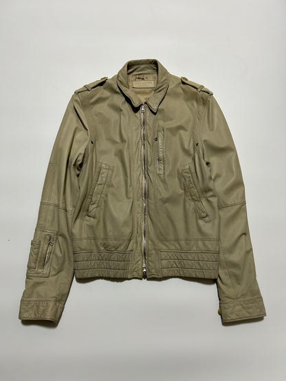 NEIL BARRETT 2000s Leather Biker Jacket Ivory Size S