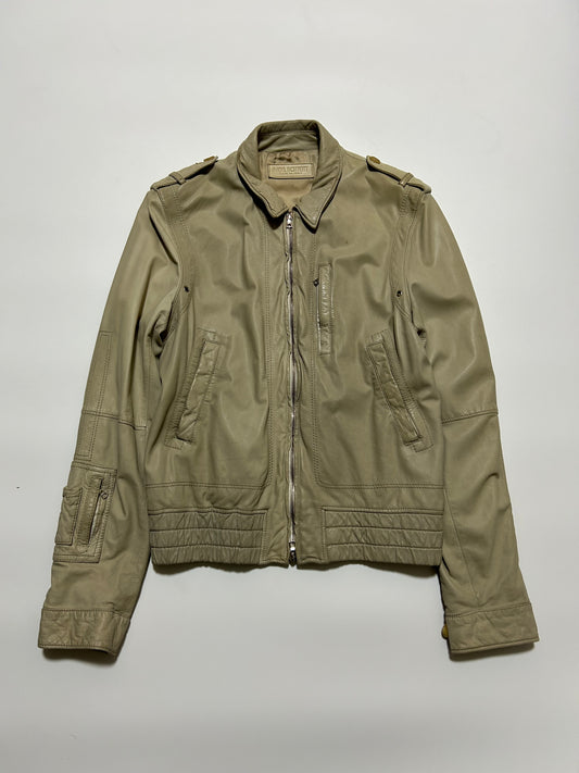 NEIL BARRETT 2000s Leather Biker Jacket Ivory Size S