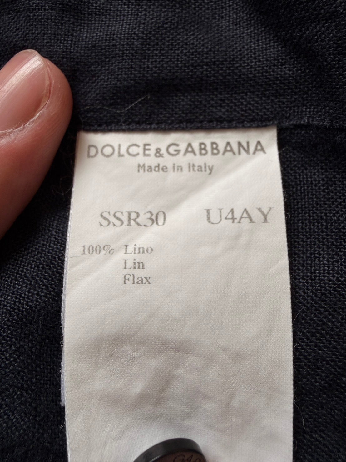 DOLCE & GABBANA 00s Linen Fly Front Shirt Navy Size 40