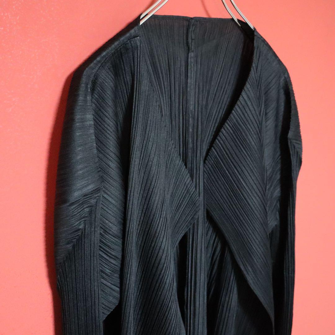 PLEATS PLEASE 00s Black Pleated Drape Cardigan Size 4