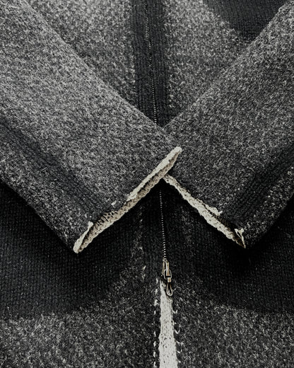 Label Under Construction Zip-Up Intarsia Knit Coat Size M
