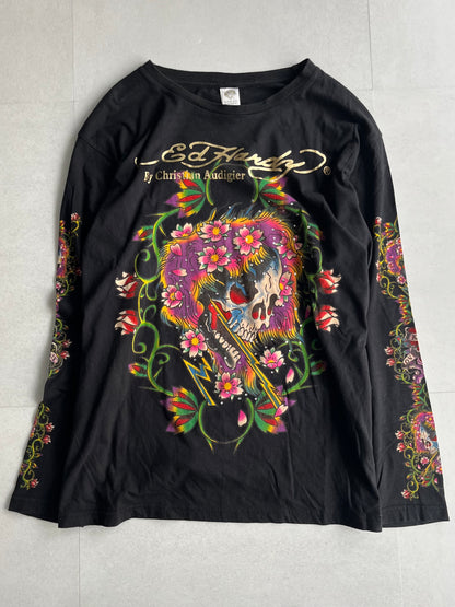 Ed Hardy Skull Black Long Sleeve Tee Size M