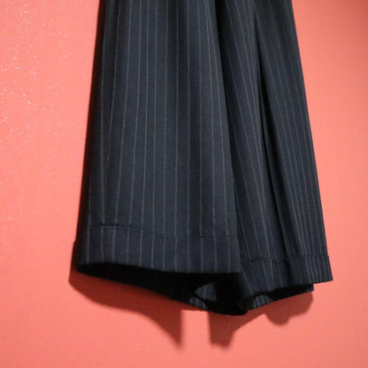 Y's 90s Pinstripe Two-Pleat Cropped Pants Black Size FREE