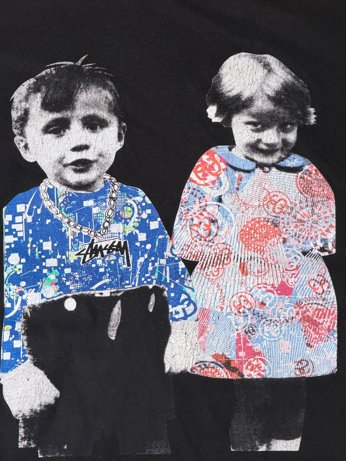 STUSSY Funky Kids T-Shirt Black Size XL