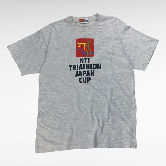NTT TRIATHLON JAPAN CUP 90s Short Sleeve T-Shirt Gray Size L