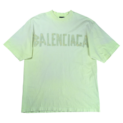 BALENCIAGA Tape Logo Crushed T-Shirt Yellow Size XS