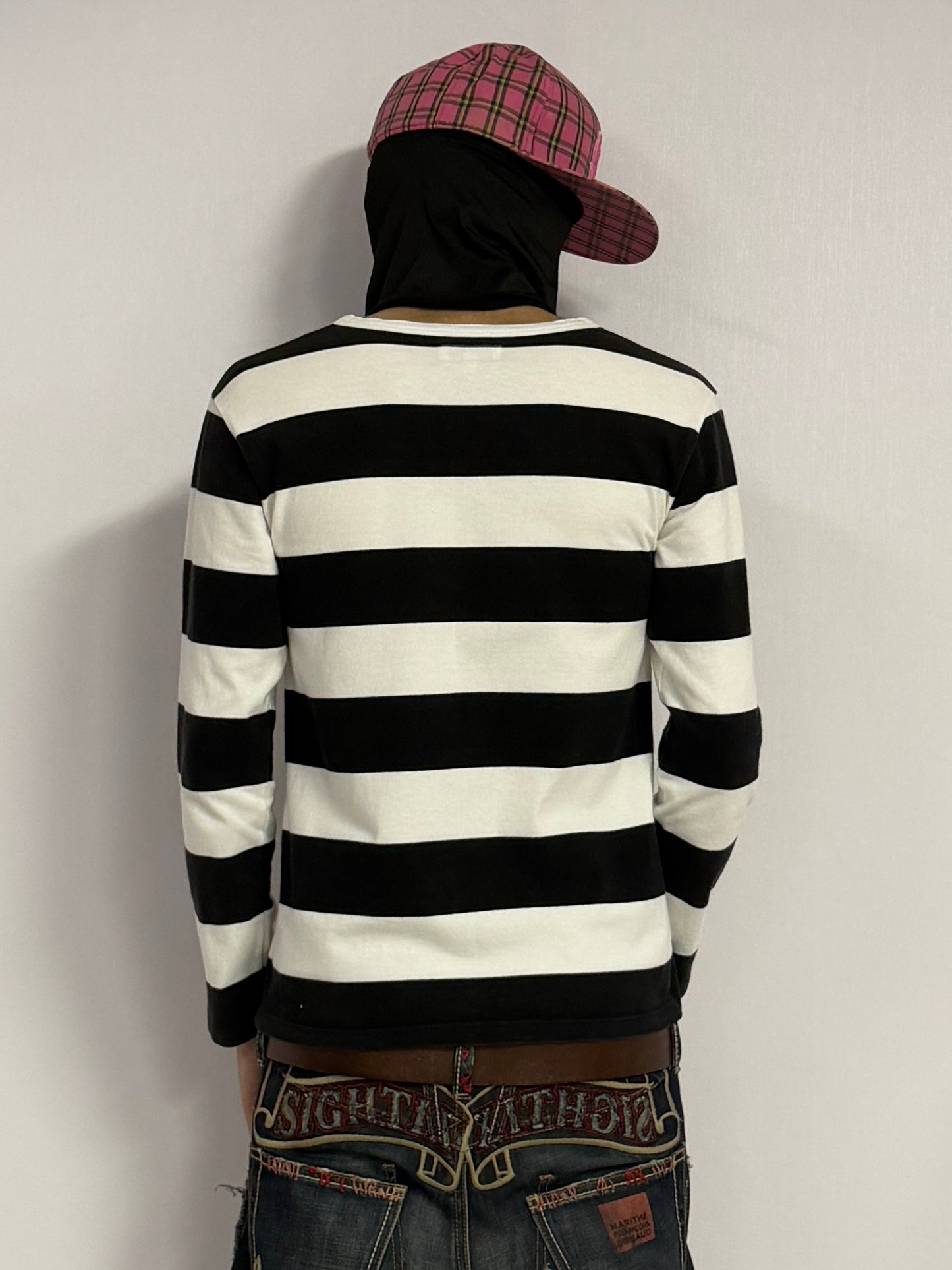 Agnes b Cotton Border Long Sleeve T-Shirt Size XS