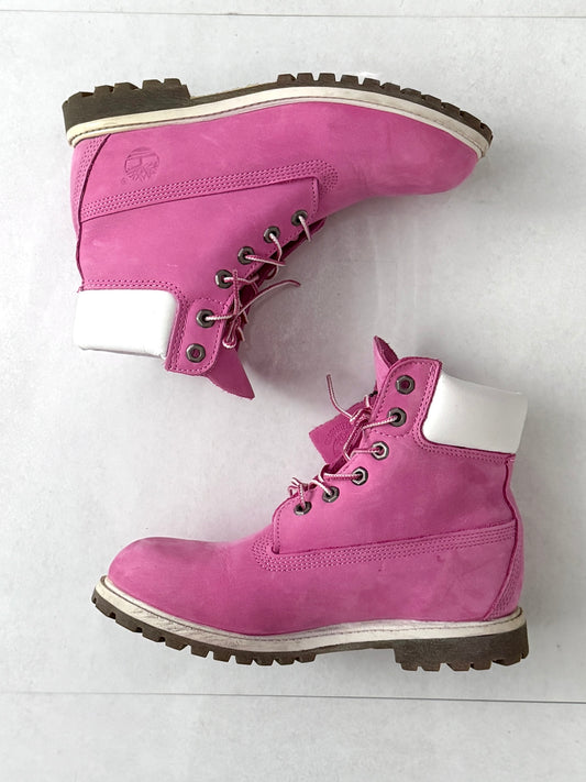 Timberland Pink Design Premium Boots Size 7W