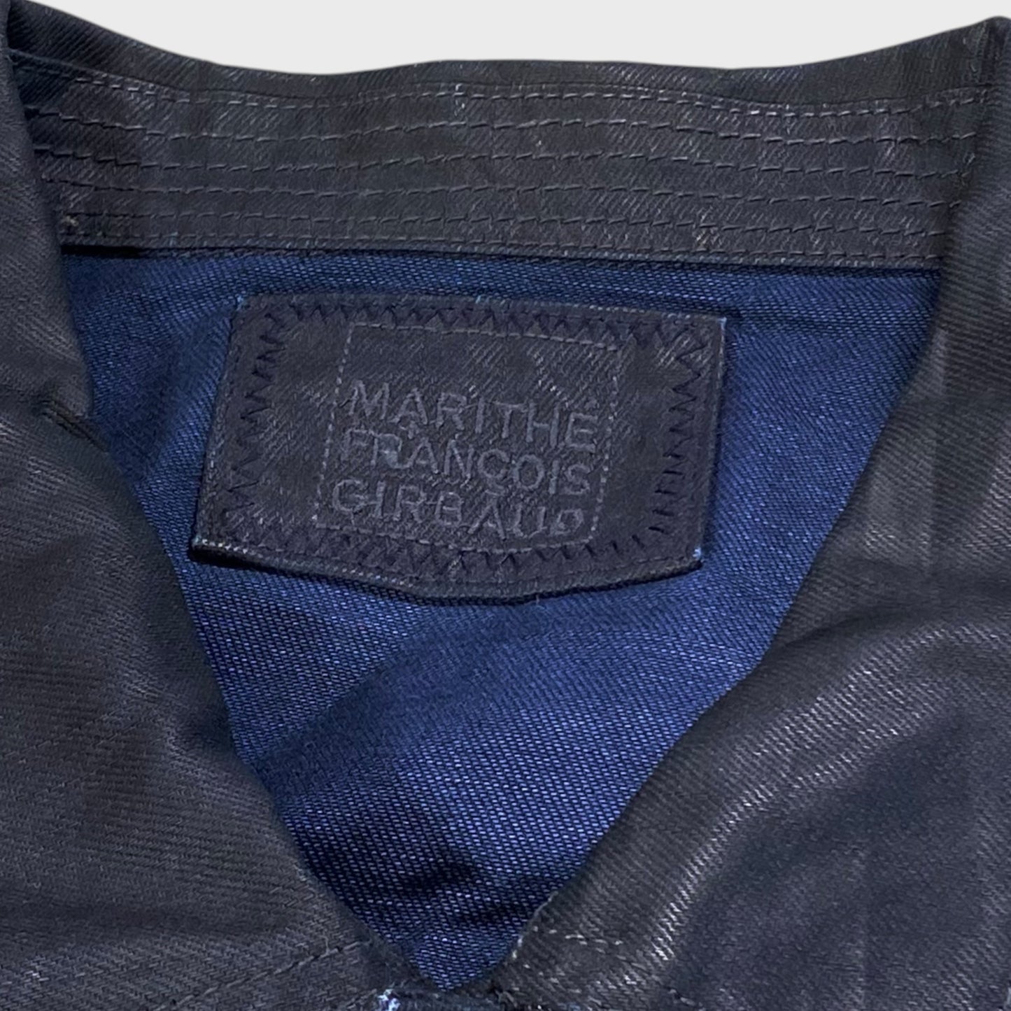 MARITHEFRANCOIS GIRBAUD Black Resin Denim Jacket Size 2XL