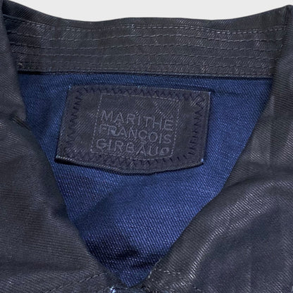 MARITHEFRANCOIS GIRBAUD Black Resin Denim Jacket Size 2XL