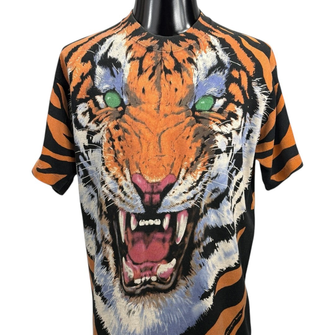 LIQUID BLUE 90s 1995 Copyright All-Over Print Tiger Size L