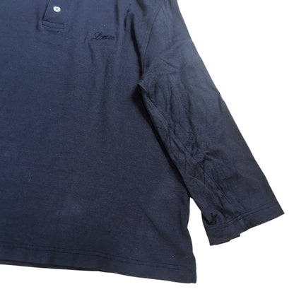 Loewe Logo Embroidered Cotton Henley Shirt Blue Size M